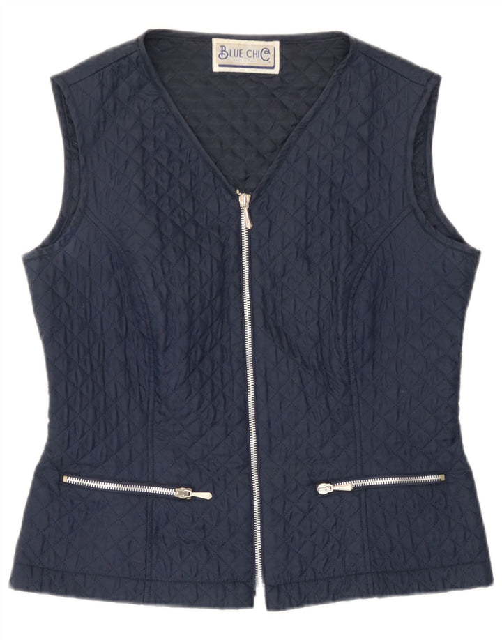 Gilet matelassé femme vintage IT 42 Polyester bleu marine moyen