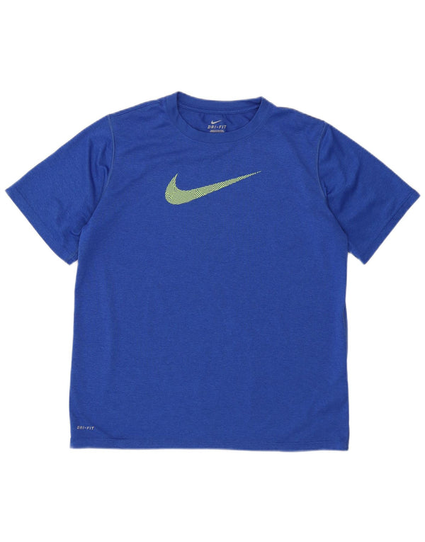 NIKE Garçon Dri Fit Graphic T-Shirt Top 13-14 ans XL Bleu Polyester