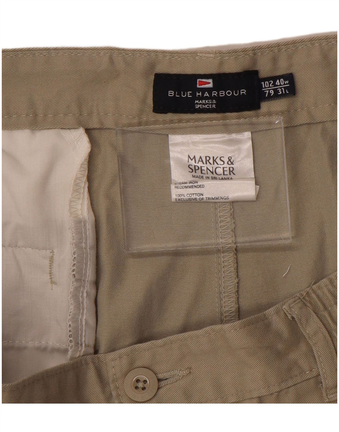 MARKS & SPENCER Pantalon Chino Bleu Harbor Pegged Homme W40 L31 Marron