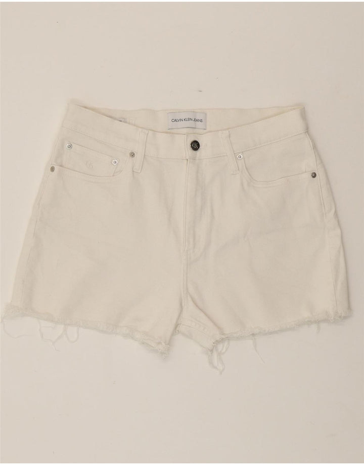 CALVIN KLEIN Femme Short En Jean W30 Coton Blanc Moyen