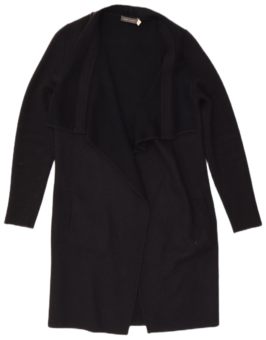 MINT VELVET Pull cardigan ouvert long pour femme UK 12 Noir moyen