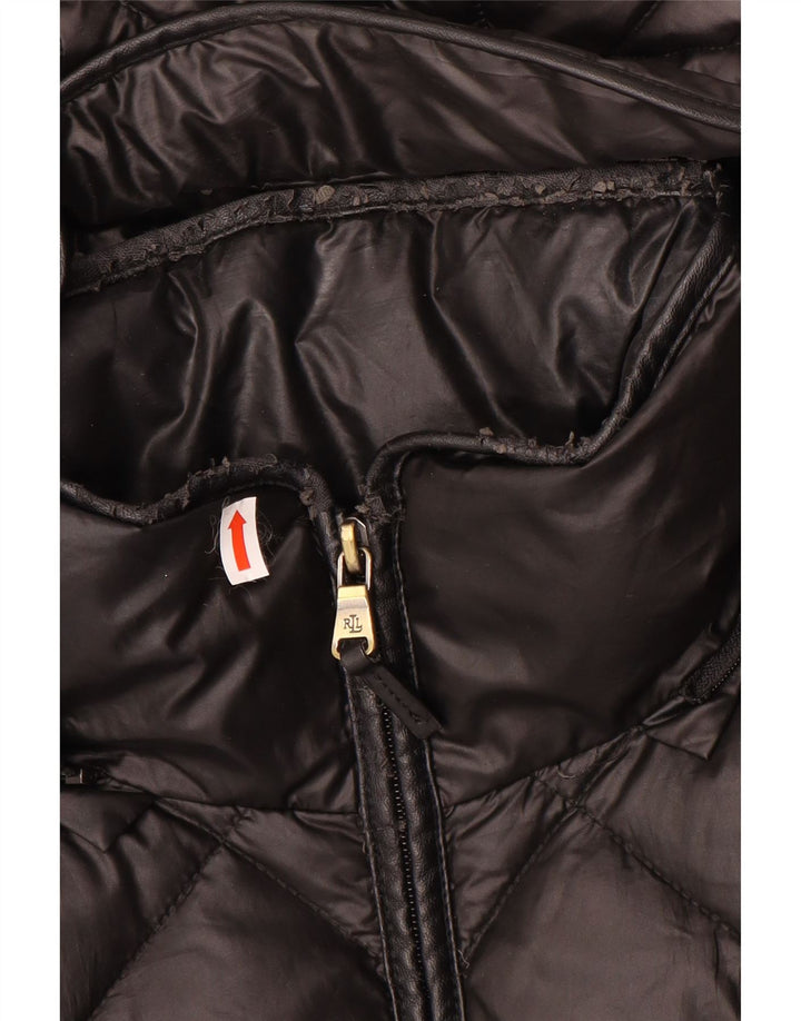 Ralph Lauren Veste matelassée à capuche pour femme UK 10 Small Noir Polyester