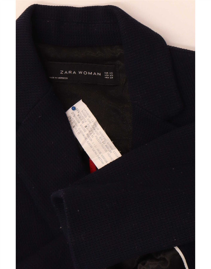 Zara Veste Blazer 1 Bouton Femme UK 6 XS Bleu Marine Polyester