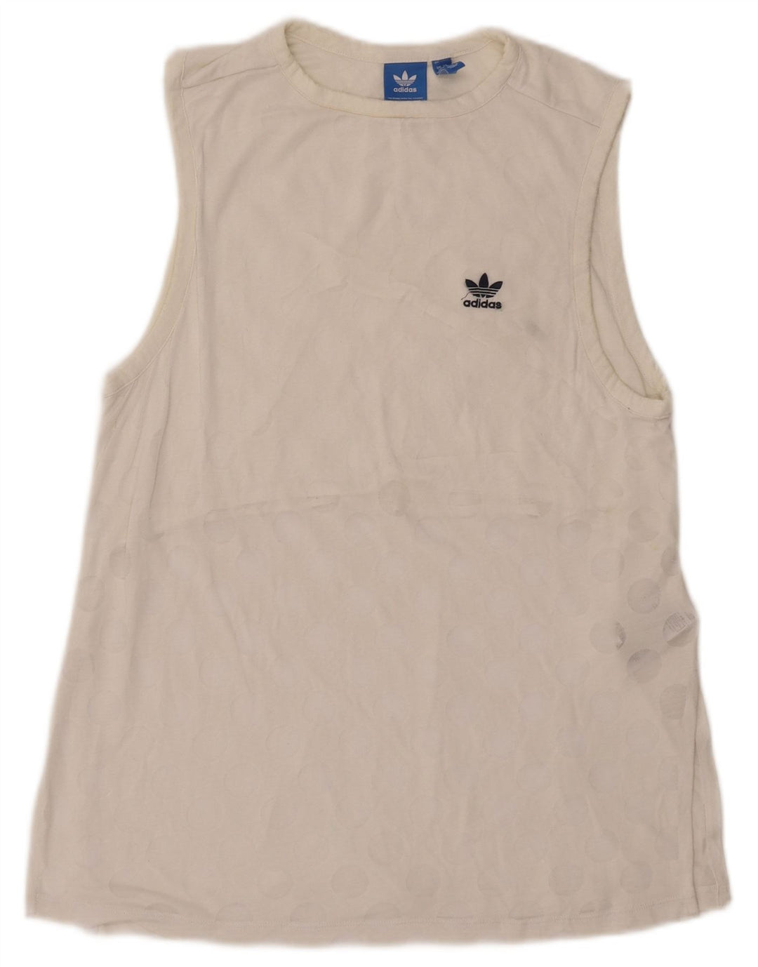 ADIDAS Débardeur Femme UK 10 Petit Polyester Géométrique Blanc