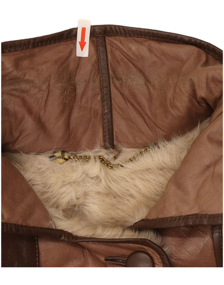 manteau en cuir femme vintage UK 14 Brun moyen
