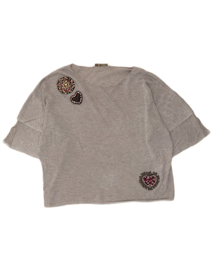 MONARI Womens Loose Fit Blouse Top UK 12 Medium Grey Flecked Viscose