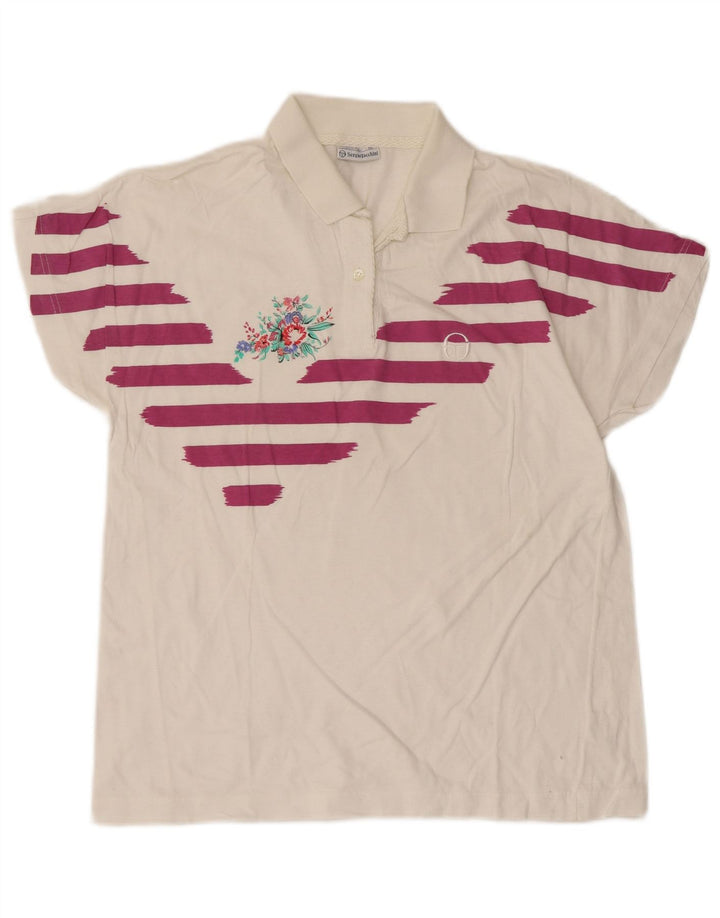 Sergio Tacchini Polo Femme IT 44 Coton Rayé Blanc Moyen