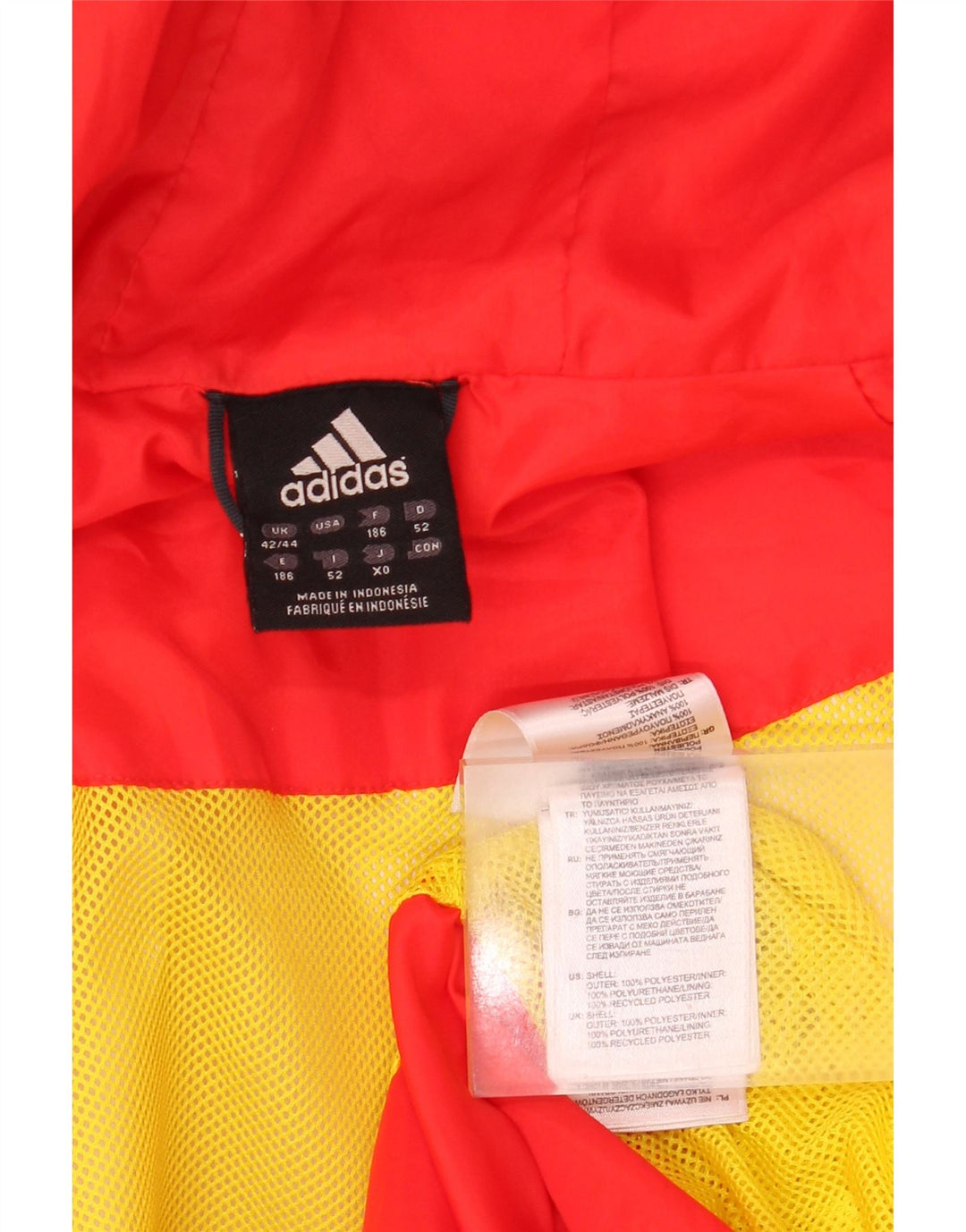 Adidas Veste de pluie à capuche pour homme UK 42/44 Large Rouge Colorblock Polyester