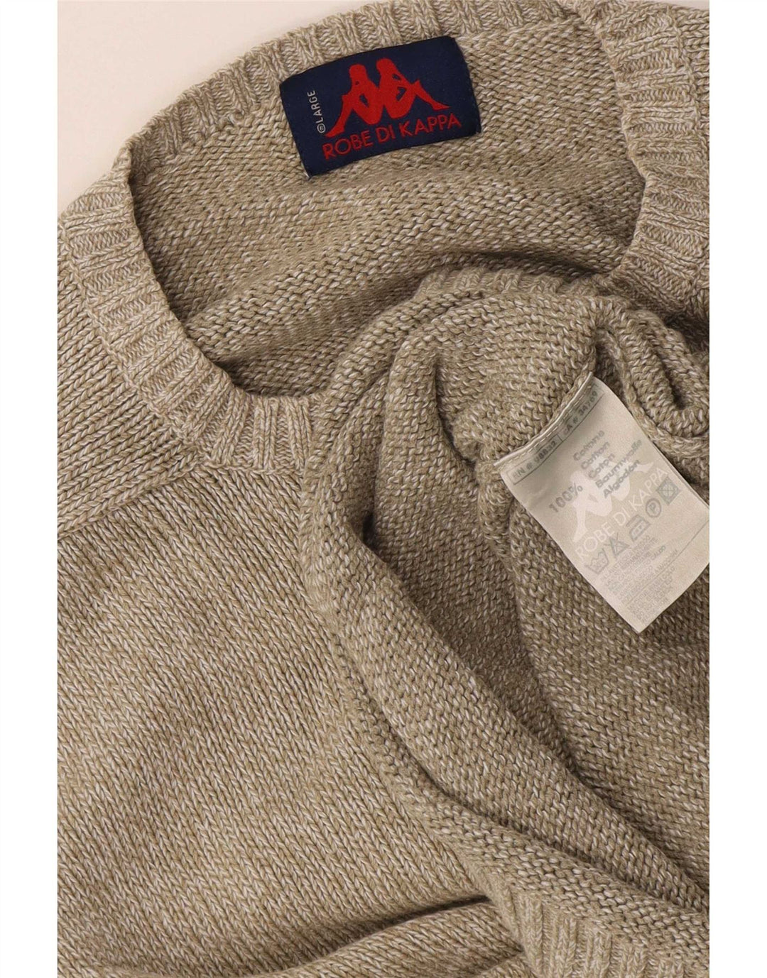 Kappa Pull à col rond pour homme en coton beige Large