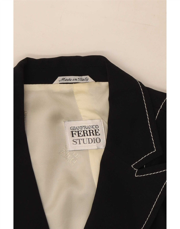 Gianfranco Ferre Veste Blazer Femme UK 14 Moyen Bleu Marine Rayé