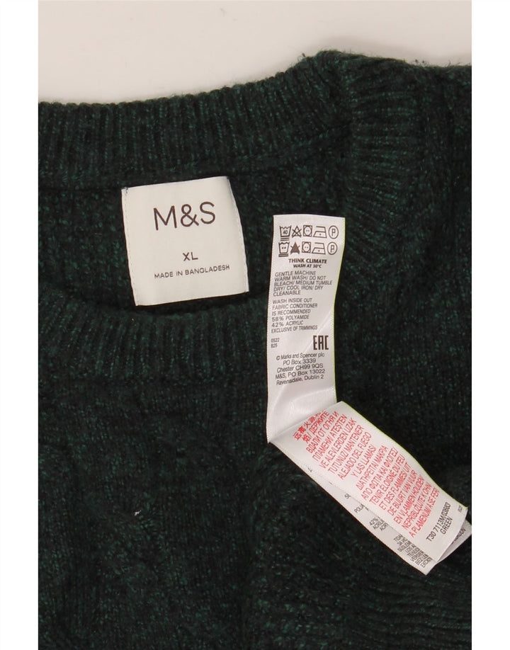 MARKS & SPENCER Pull Col Ras du Cou XL Homme Vert Polyamide