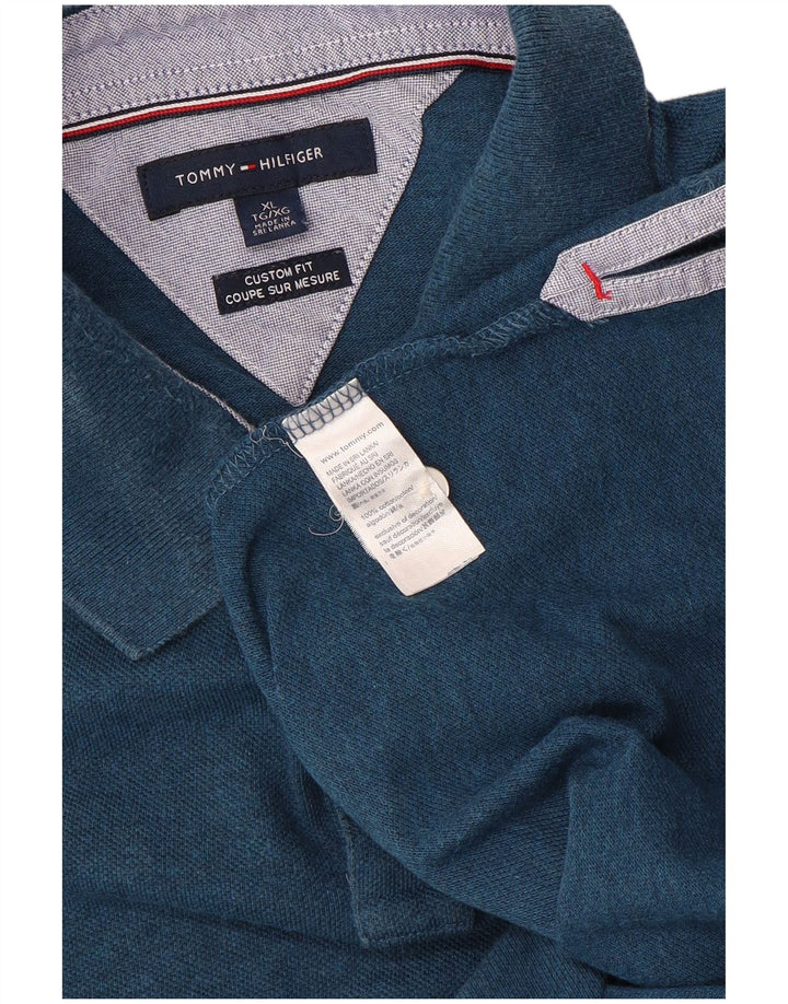 TOMMY HILFIGER Polo Custom Fit Homme XL Bleu Coton