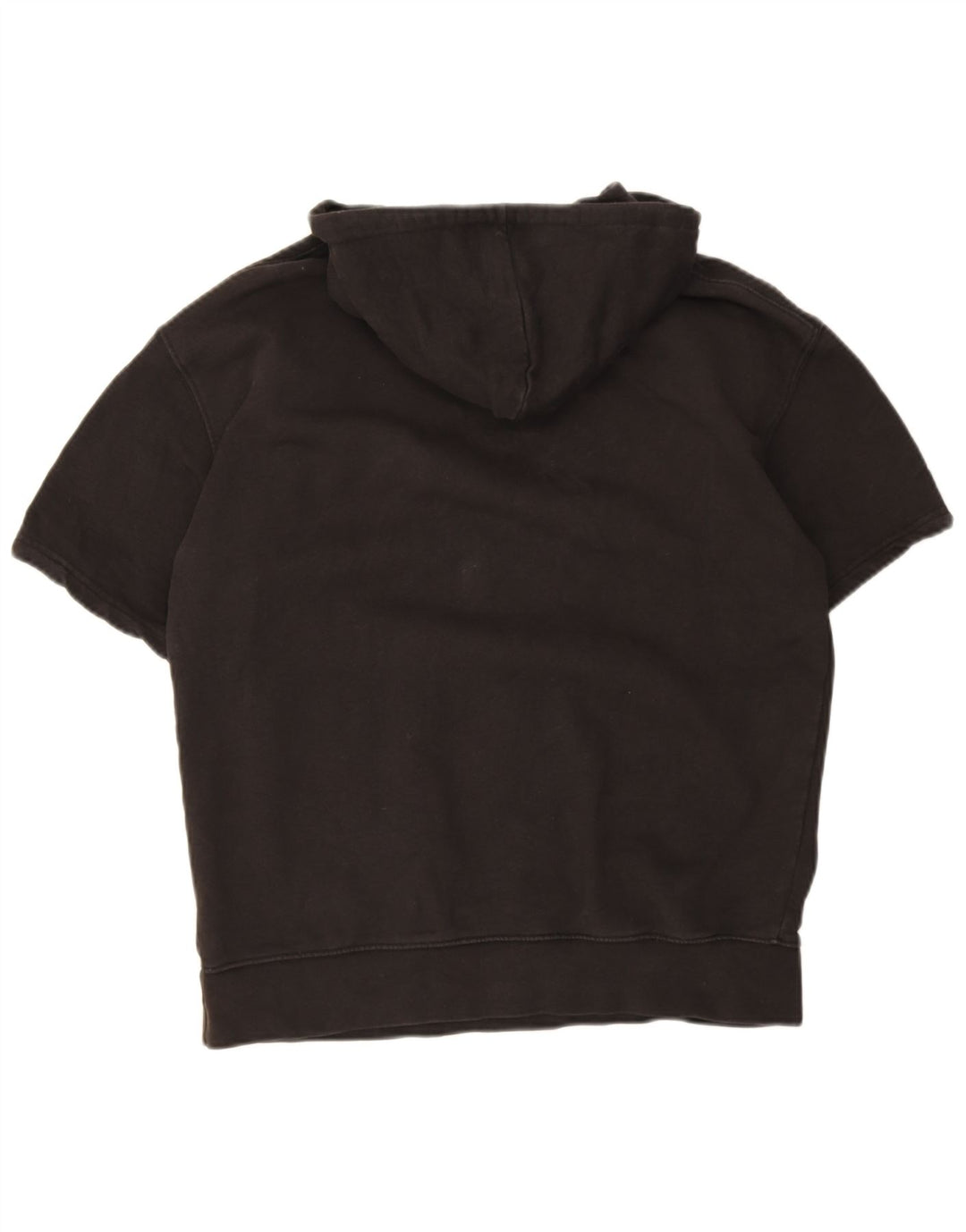 Zara Pull à capuche à manches courtes pour homme en coton noir moyen