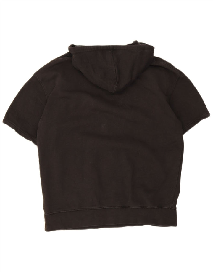 Zara Pull à capuche à manches courtes pour homme en coton noir moyen