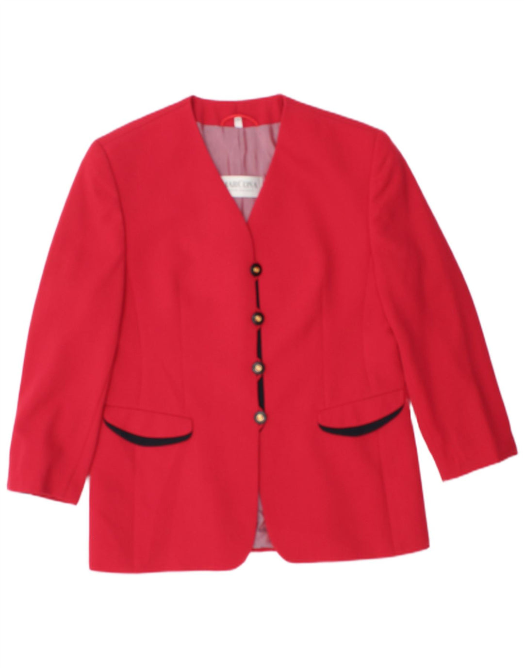 Marcona Veste blazer à manches 3/4 pour femme 4 boutons UK 20 2XL Rouge Polyester