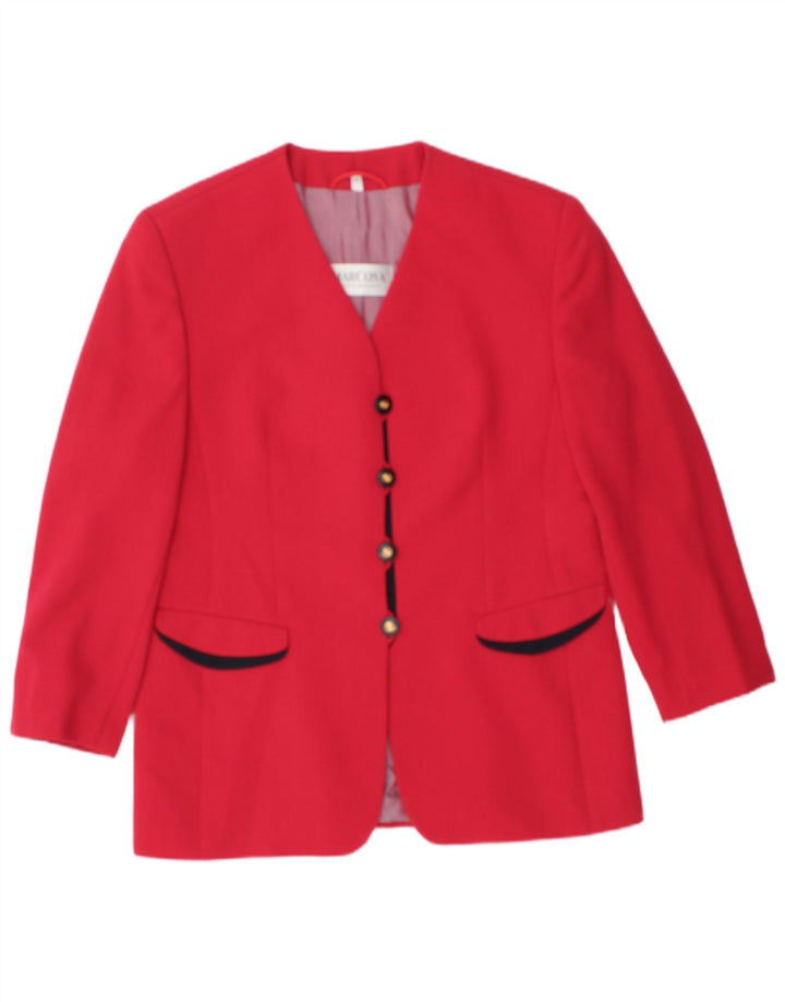Marcona Veste blazer à manches 3/4 pour femme 4 boutons UK 20 2XL Rouge Polyester