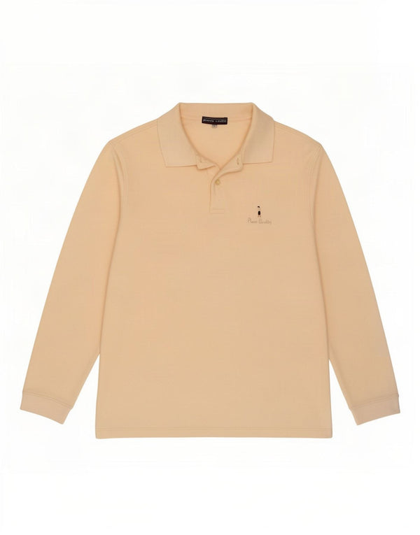 Pierre Cardin Polo à manches longues pour homme en coton beige
