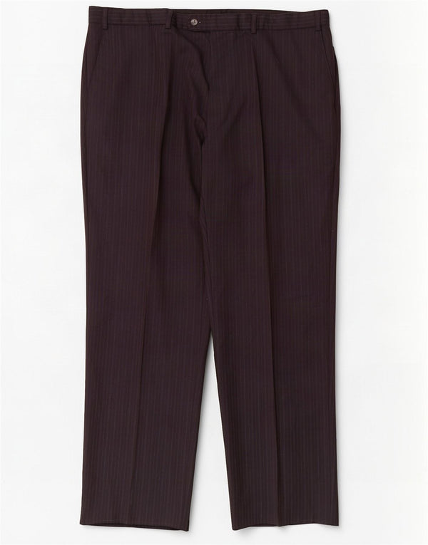 Marks & Spencer Pantalon de costume droit pour homme W42 L33 Bleu marine à fines rayures