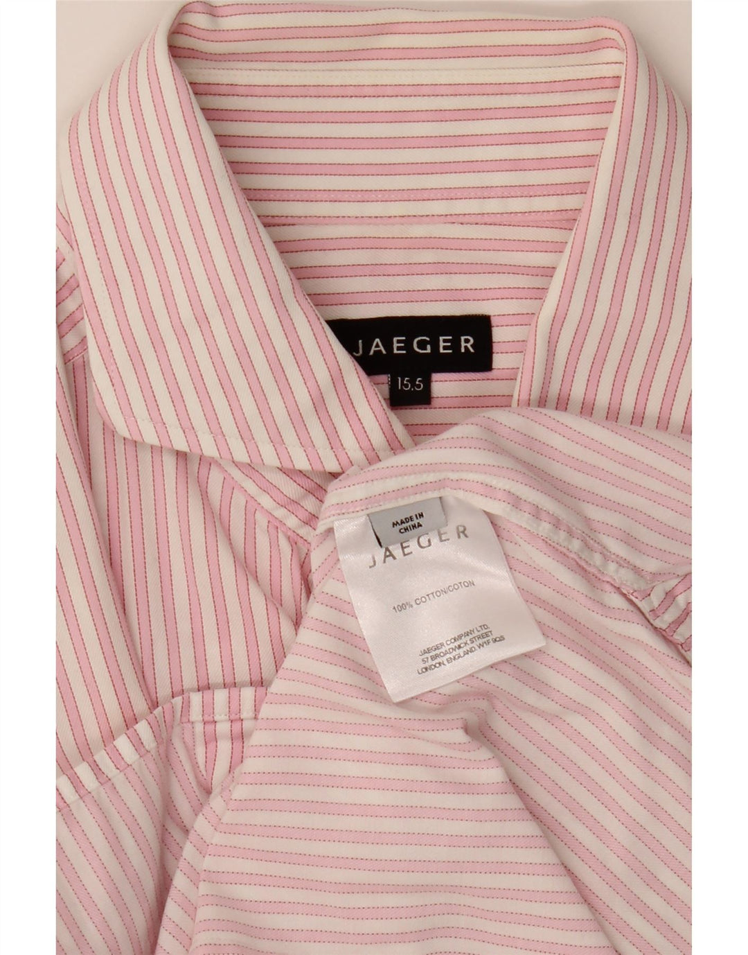 JAEGER Chemise formelle pour homme Taille 15 1/2 Coton à fines rayures rose moyen