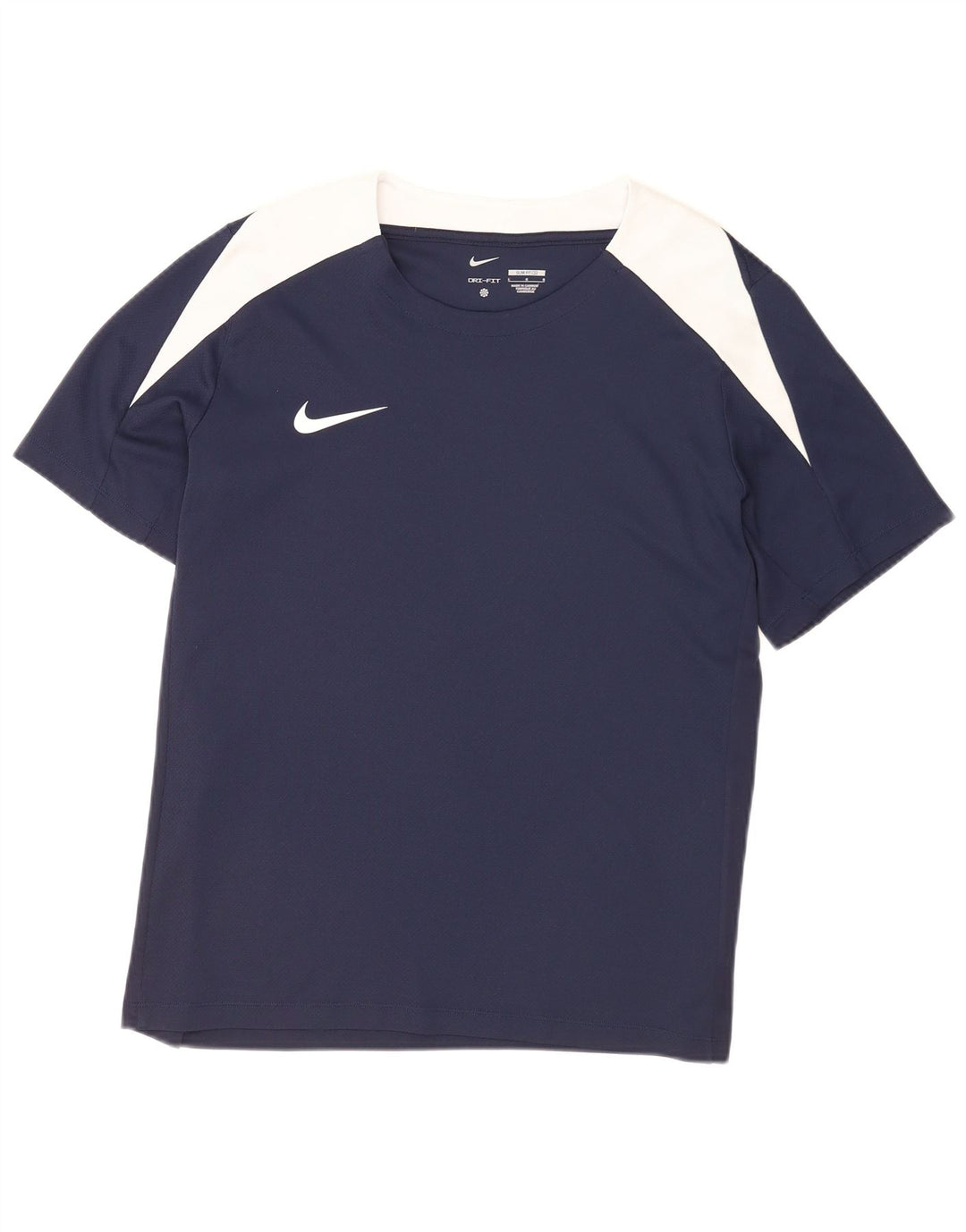 Nike Hommes Dri Fit Slim T-Shirt Haut Large Bleu Marine Colorblock Polyester