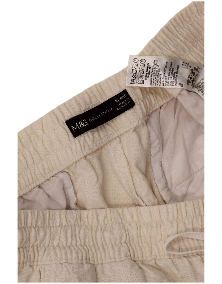 Marks & Spencer Pantalon de survêtement pour femme UK 16 Large Blanc Lin