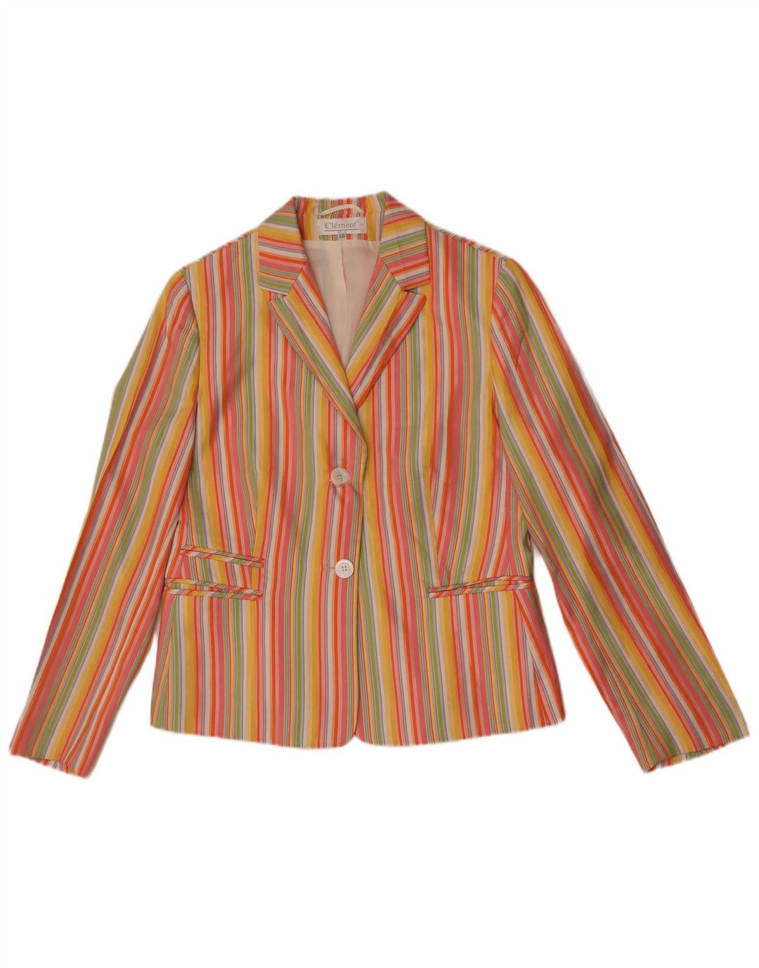 Clement Veste Blazer 2 Boutons Femme EU 40 Medium Multicolore Rayé