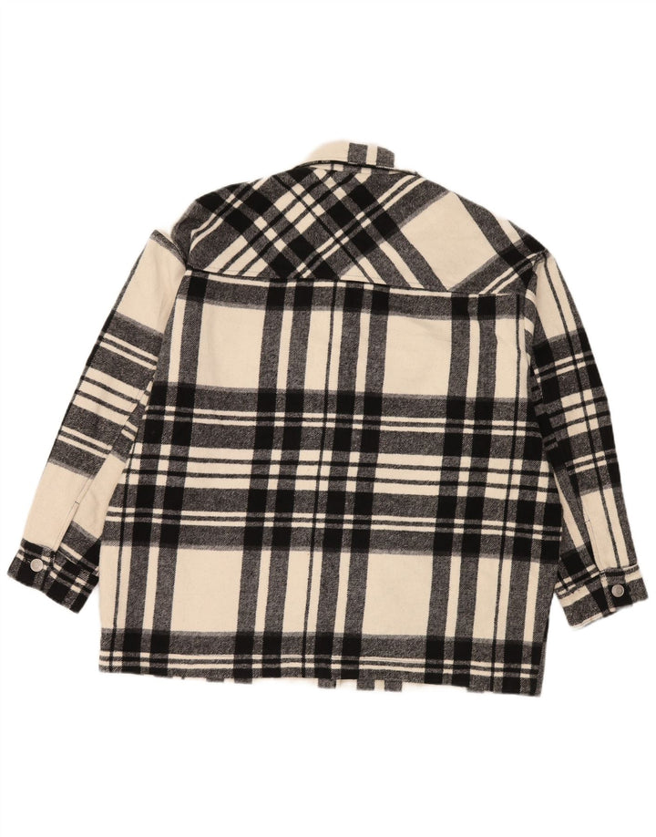 Zara Veste utilitaire surdimensionnée pour femme UK 14 Polyester à carreaux noir moyen