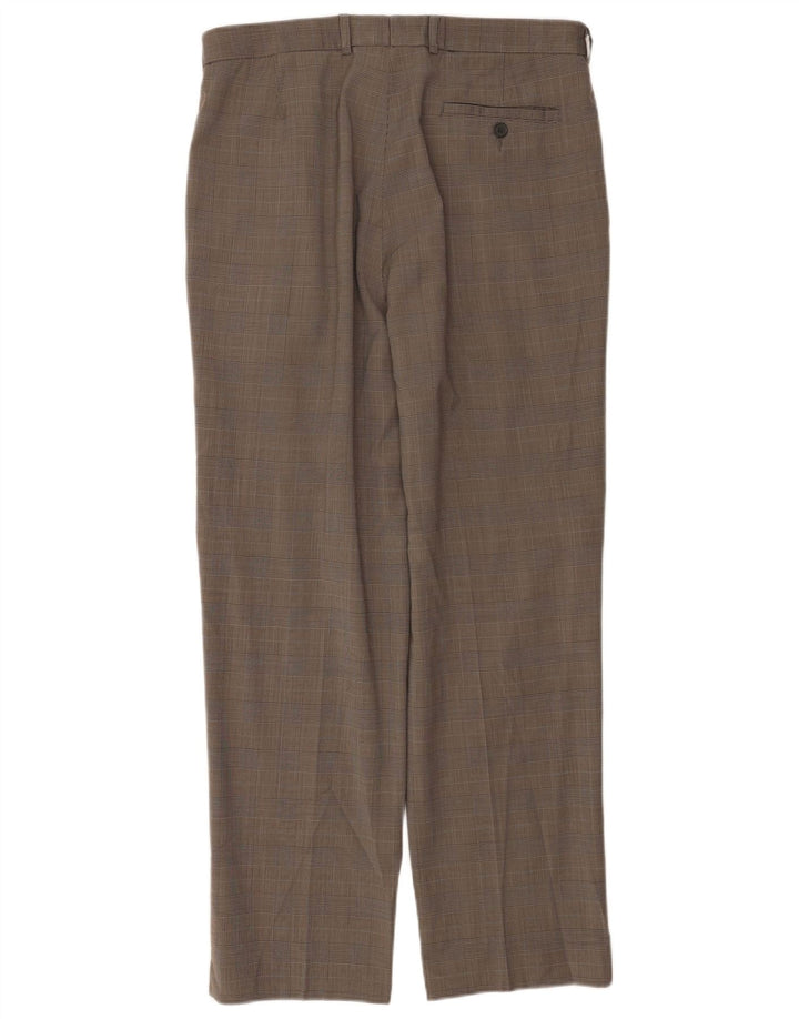 Marks & Spencer Pantalon de costume pour homme W34 L30 Beige pied-de-poule