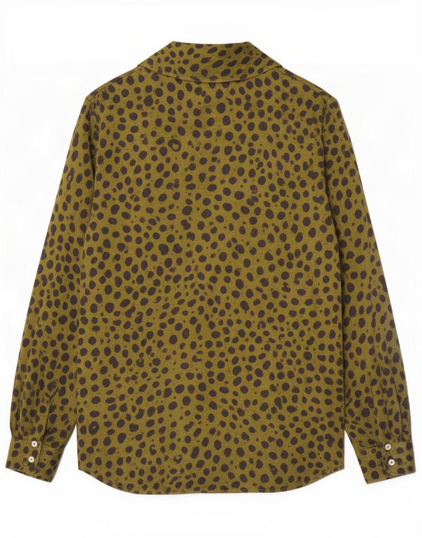 Zara Chemisier Femme Chemisier UK 12 Viscose Imprimé Animal Vert Moyen