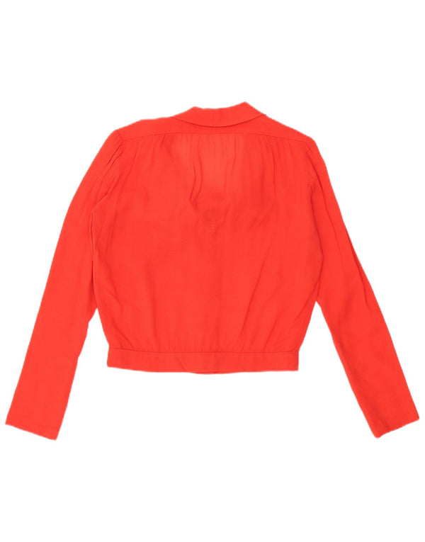 VINTAGE Femme Front Tie Voir à travers la chemise Blouse UK 16 Grand Rouge