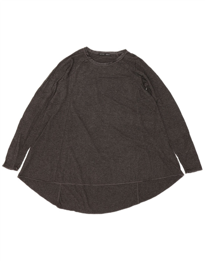 Zara Tunique à manches longues pour femme UK 10 Small Gris Viscose
