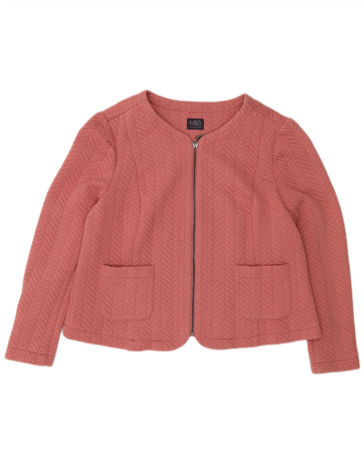 Marks & Spencer Veste blazer zippée pour femme UK 20 2XL Rose Polyester