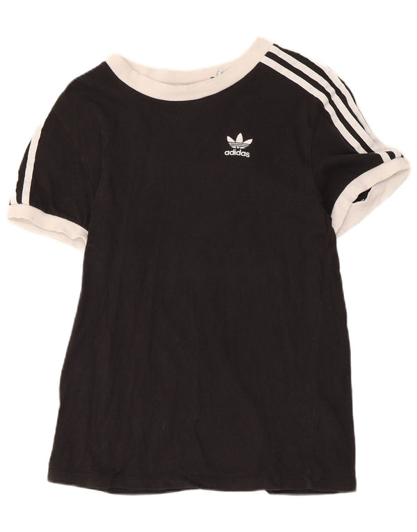 Adidas T-Shirt Femme Top UK 6 XS Noir Colourblock Coton