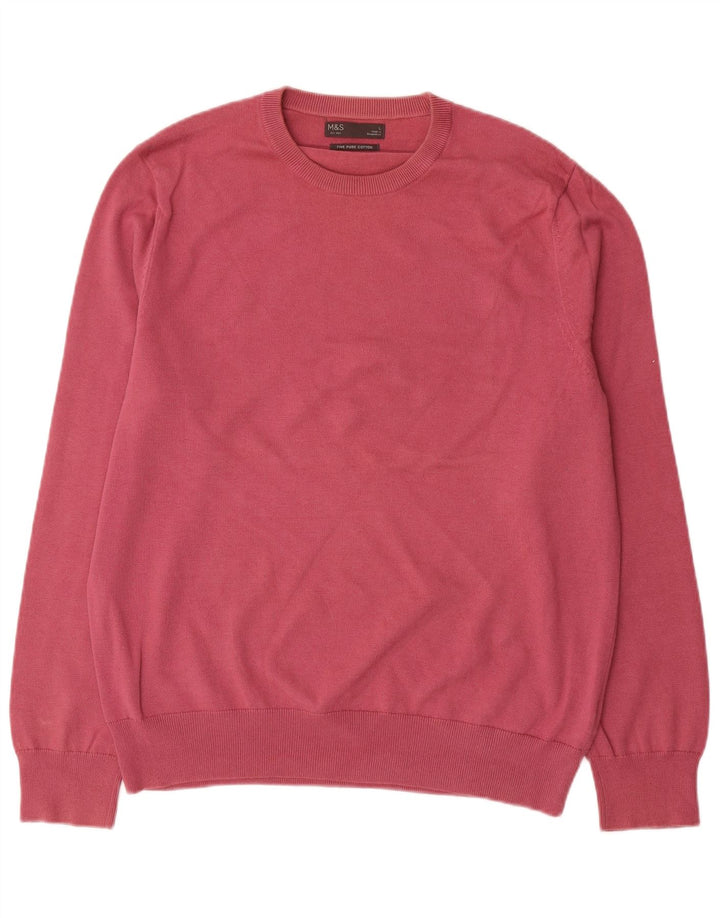 Marks & Spencer Pull à col rond pour homme en coton rouge Taille L