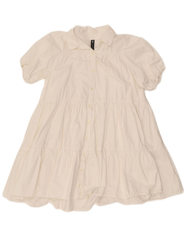 Zara Robe tunique à manches courtes pour femme UK 6 XS en coton blanc