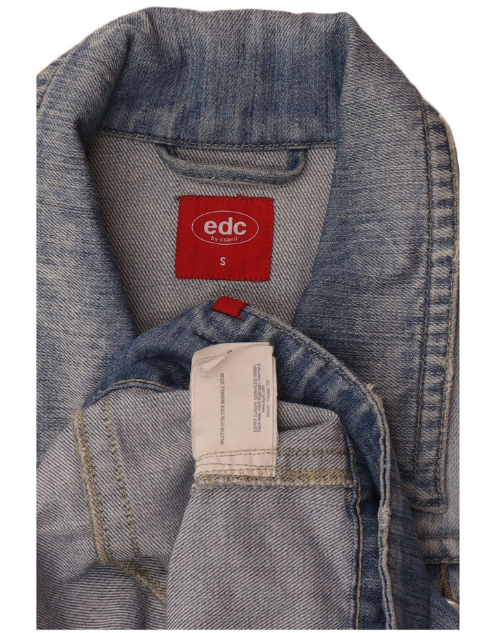 EDC Veste en jean crop pour femme UK 10 Petit coton bleu
