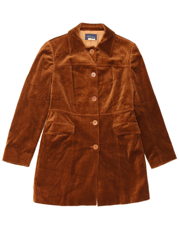 Zara Manteau en Velours Femme EU 40 Coton Marron Moyen