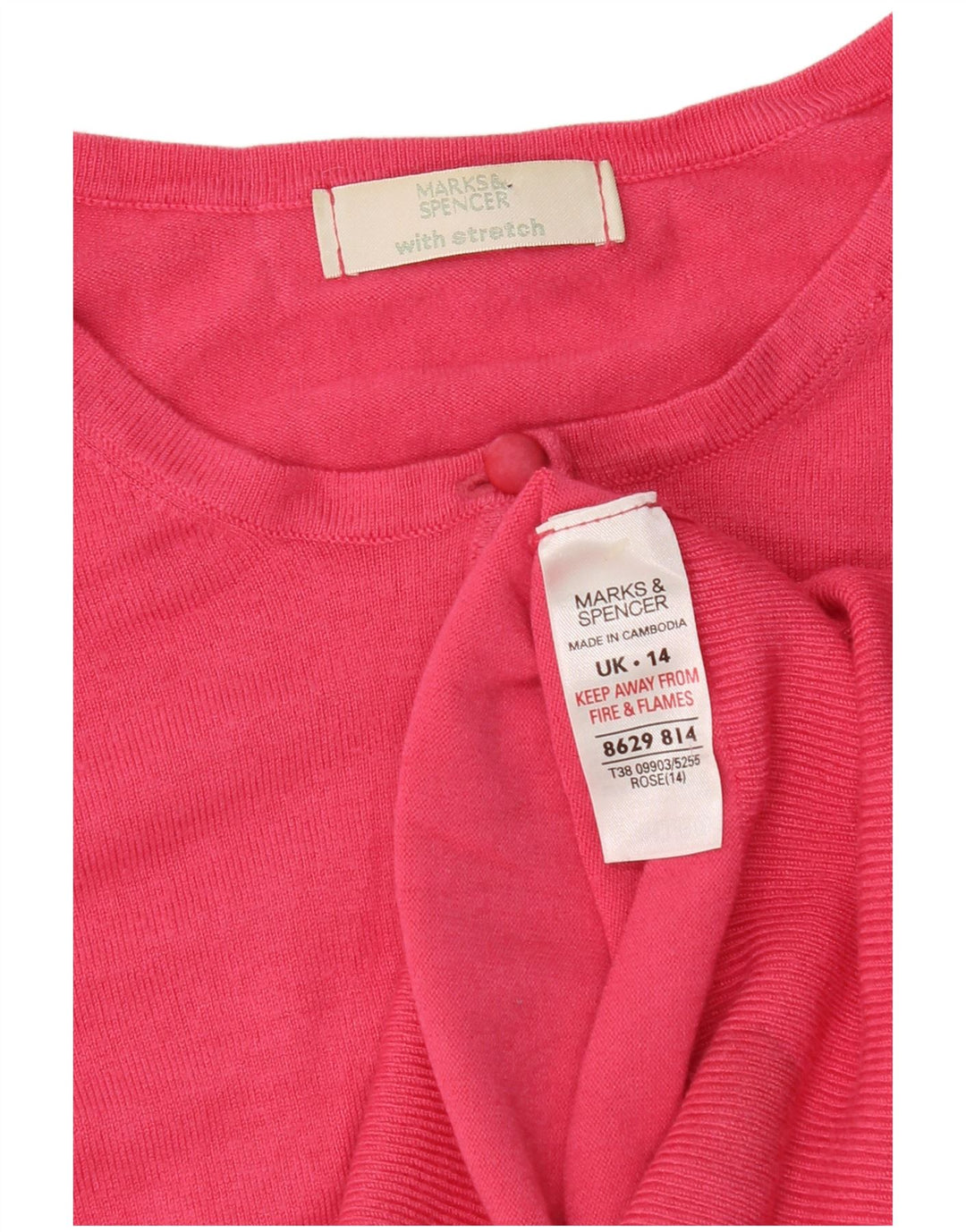 Marks & Spencer Pull cardigan court pour femme UK 14 Viscose rose moyen