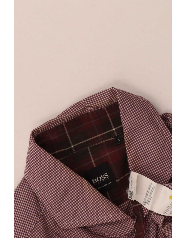 Hugo Boss Chemise Regular Fit Grand Coton Vichy Bordeaux Homme