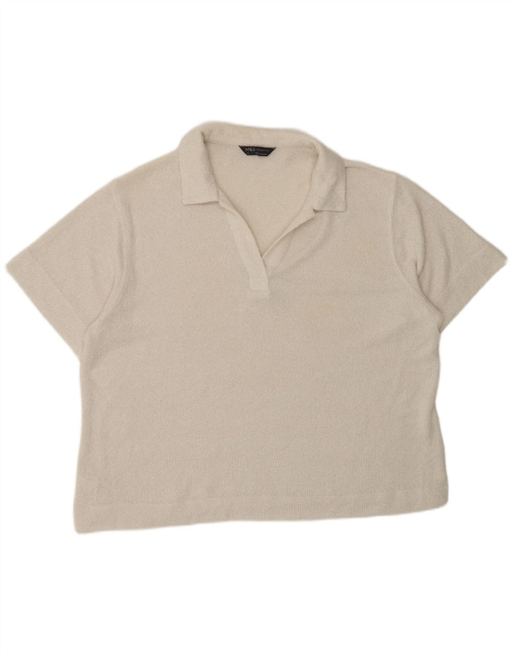 Marks & Spencer Polo Femme UK 16 Large Blanc Cassé Polyester