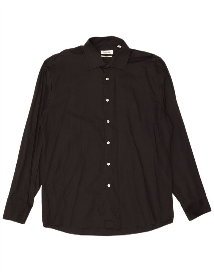 CALVIN KLEIN Chemise Slim Fit Homme Taille 43 Grand Coton Noir
