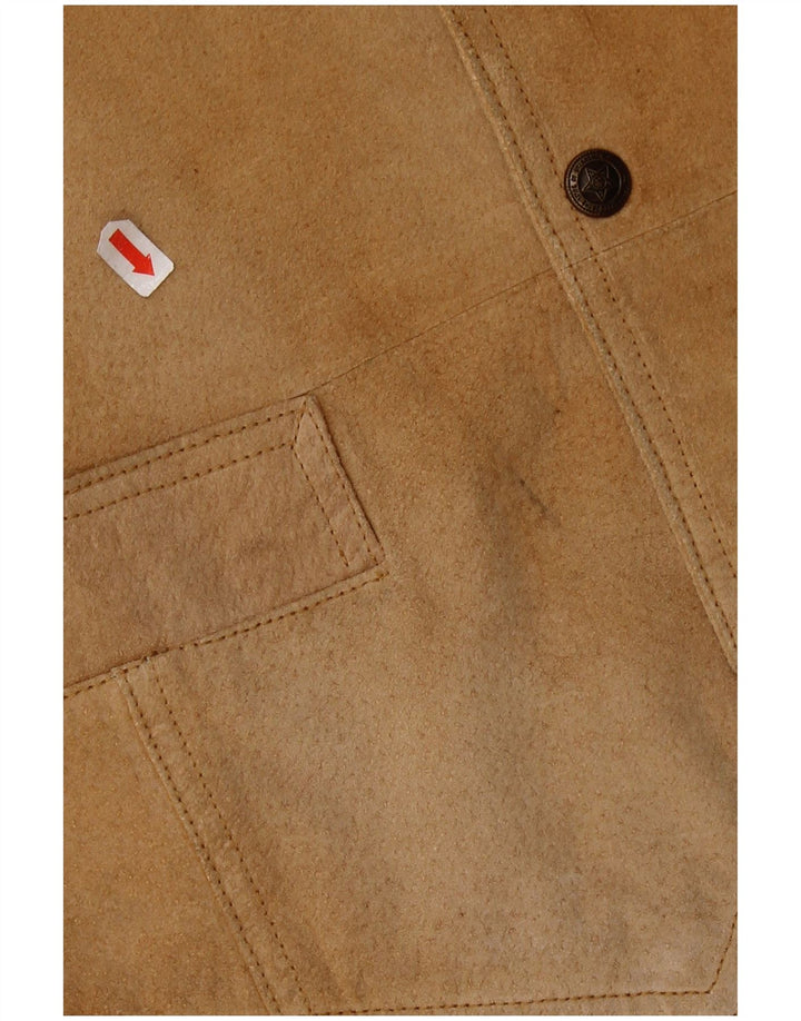 VINTAGE Gilet en Daim Homme IT 44 XS Cuir Marron