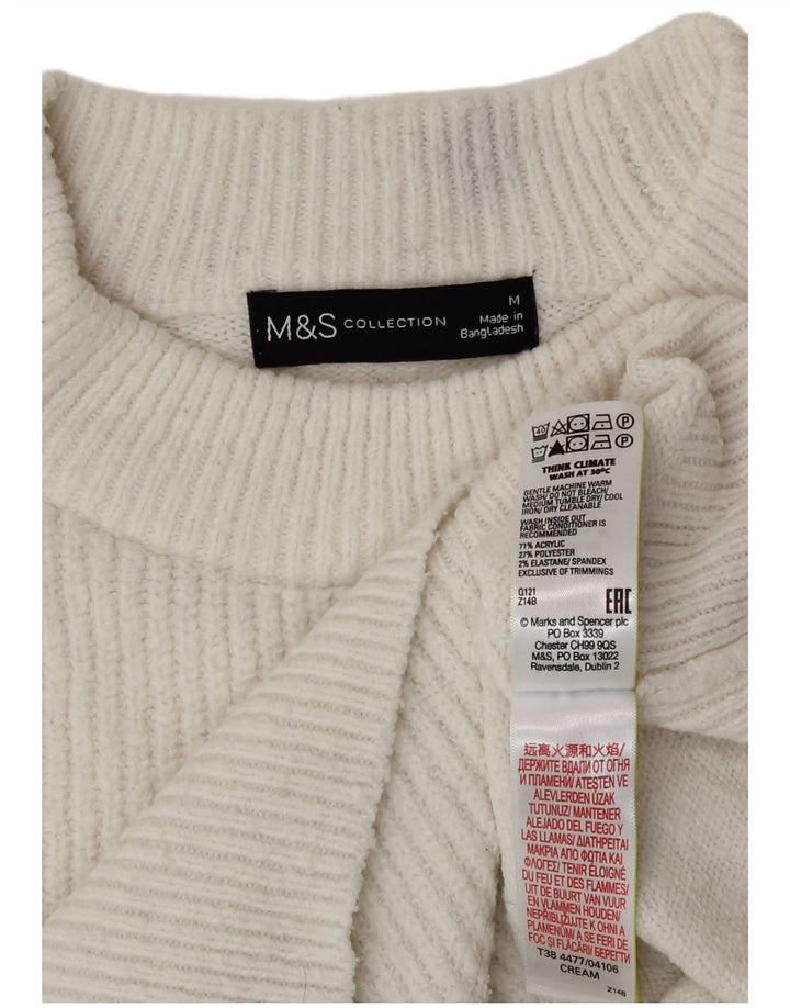 Marks & Spencer Pull à col rond pour femme UK 14 Acrylique blanc moyen