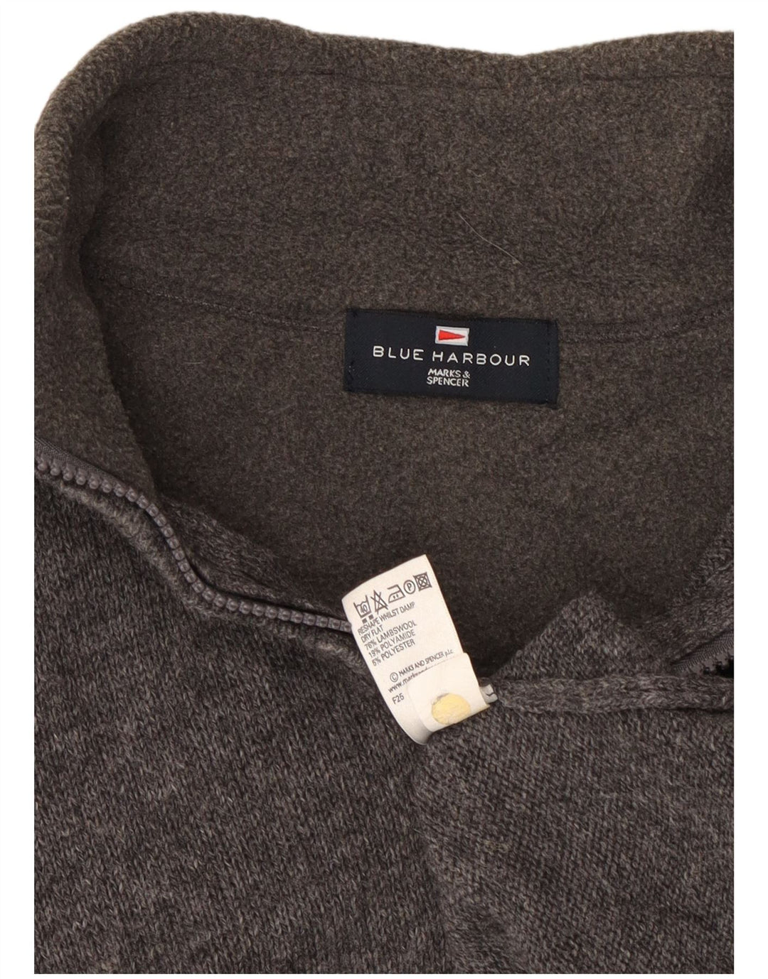 Marks & Spencer Pull bleu Harbor à col zippé pour homme, petit gris