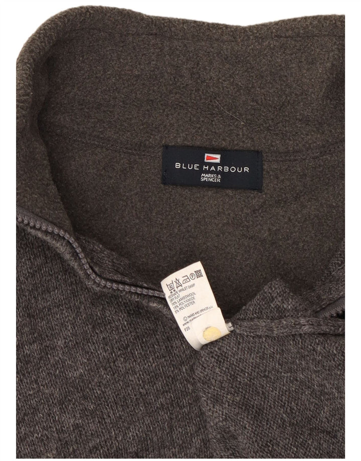Marks & Spencer Pull bleu Harbor à col zippé pour homme, petit gris