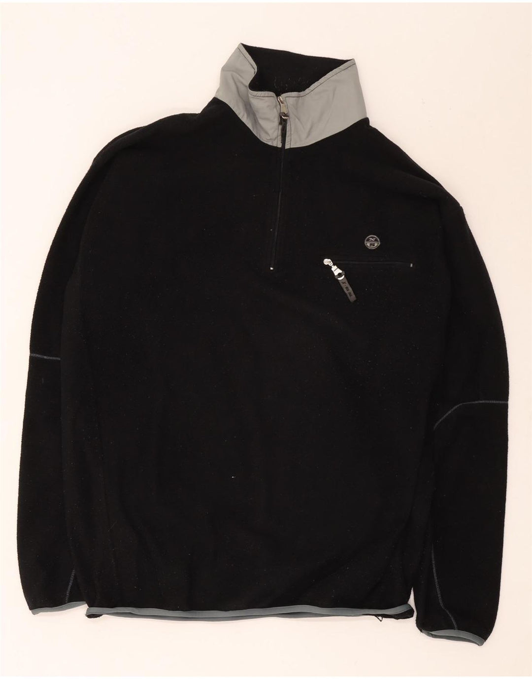 North Sails Pull polaire à col zippé pour homme XL Noir Colorblock Polyester