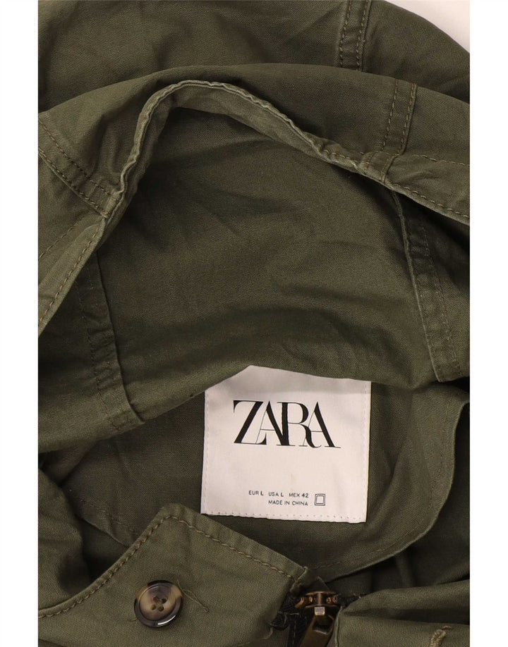 Zara Parka à capuche pour homme UK 40 Large Kaki