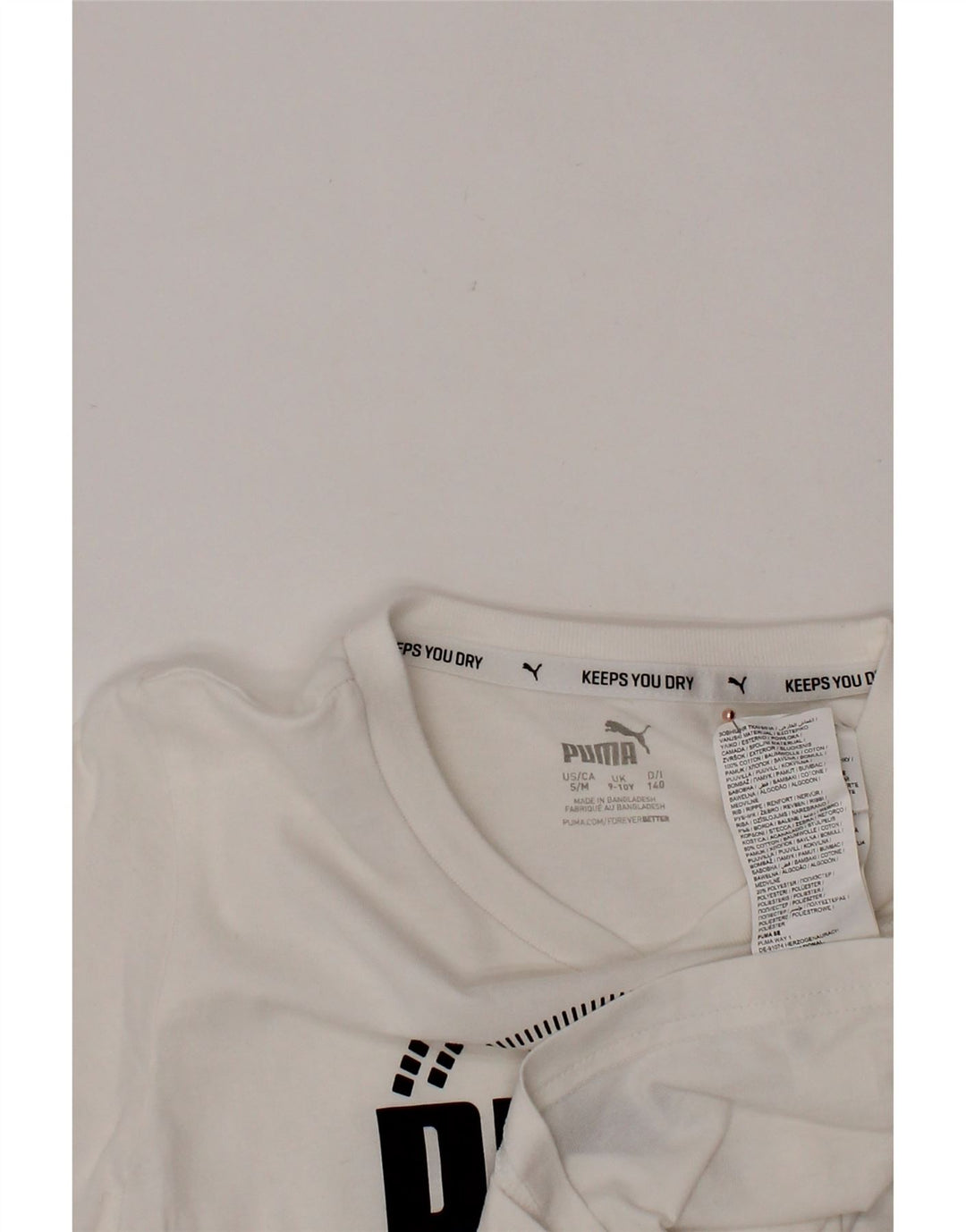 PUMA T-Shirt Graphique Garçon 9-10 Ans Blanc Coton