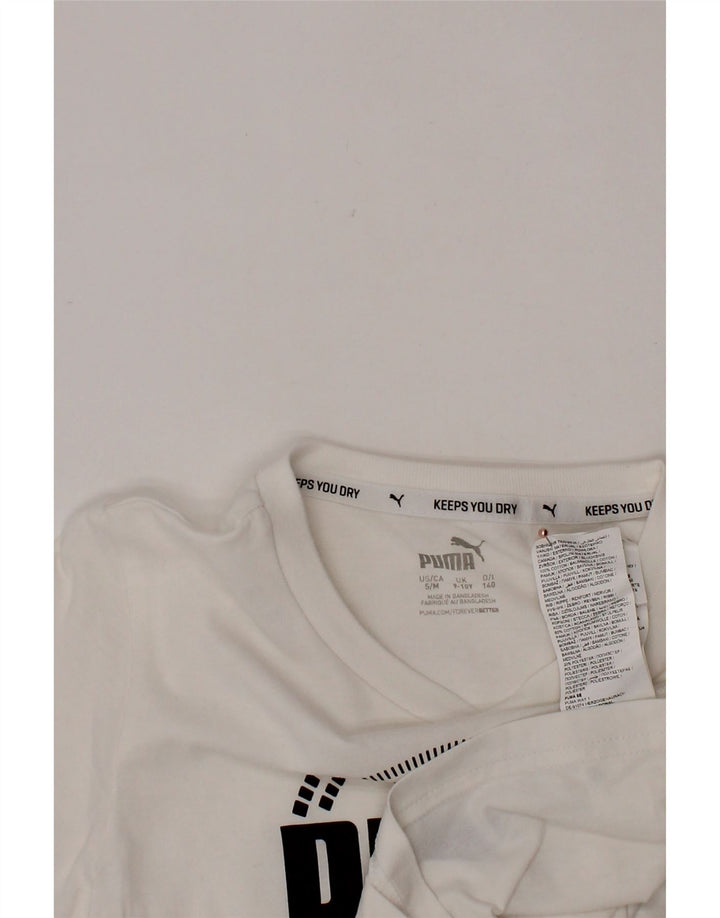 PUMA T-Shirt Graphique Garçon 9-10 Ans Blanc Coton
