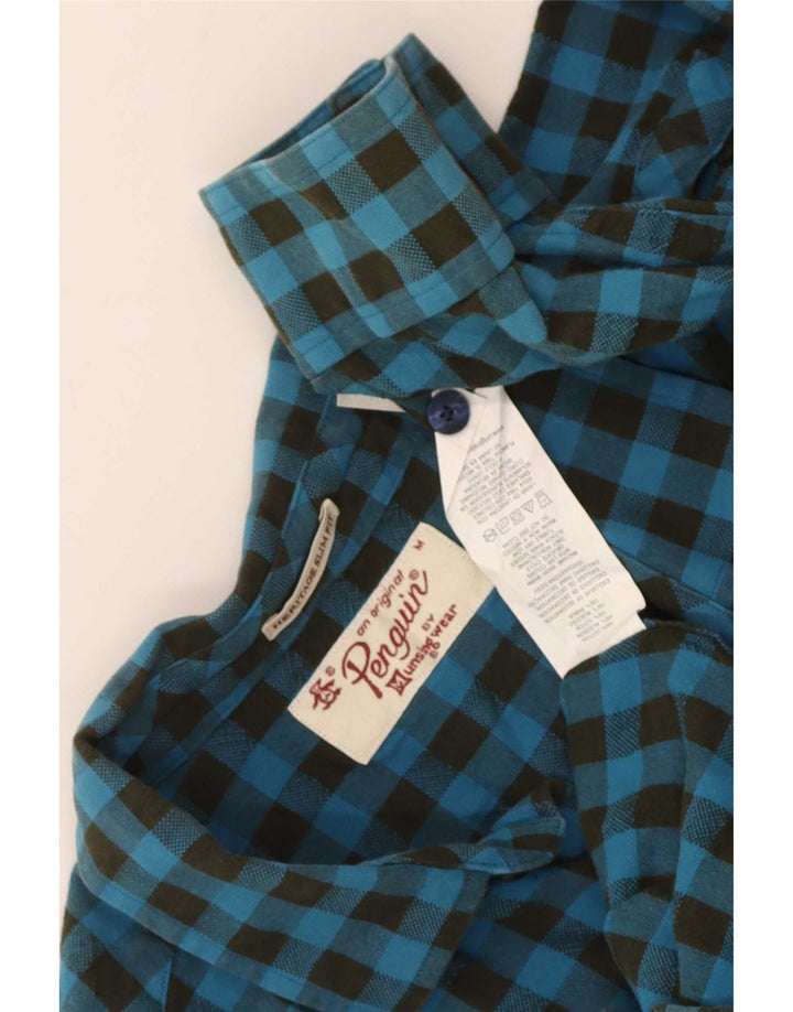 Penguin Chemise Slim Fit en Flanelle Heritage Homme Bleu Moyen en Coton Vichy